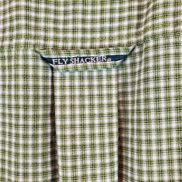 Vintage Flyshacker Green Checkered Outdoor Fishing Shirt Button Up Size L Mens - Picture 8 of 11